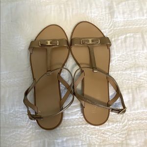 Salvatore Ferragamo Sandals New Tan and Gold